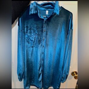 Blue button down velvet dress small but fits like medium